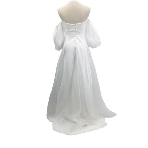 LULU'S SZ L White True Excellence Bustier Off-The-Shoulder Maxi Dress NEW B118 - Picture 4 of 9